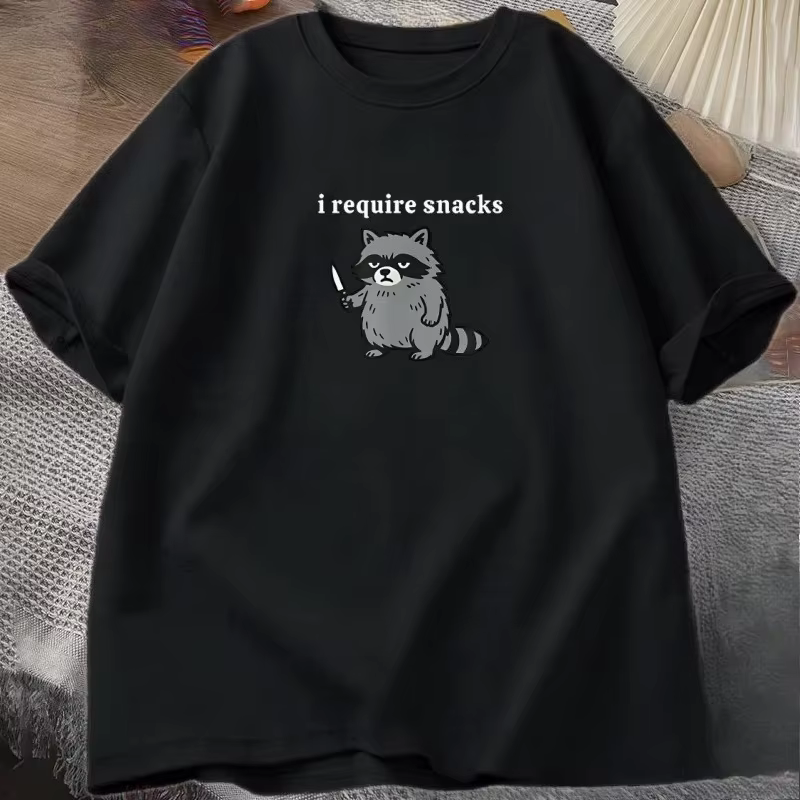 T-shirt humoristique « I Require Snacks » avec raton laveur pour hommes et femmes