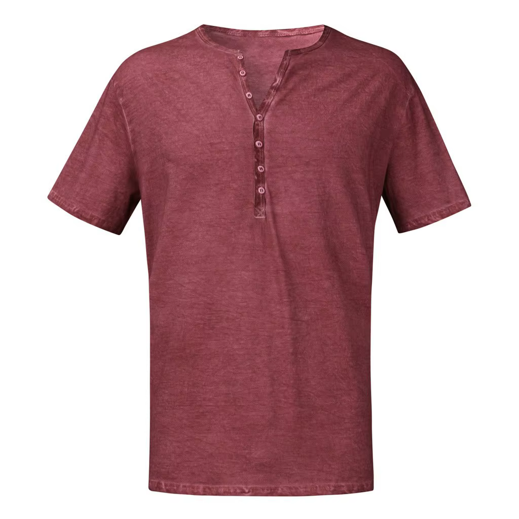T-shirt manches courtes col Henley pour homme