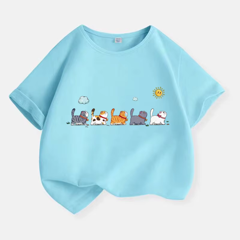 T-shirt en coton de la famille des chats pour garçons