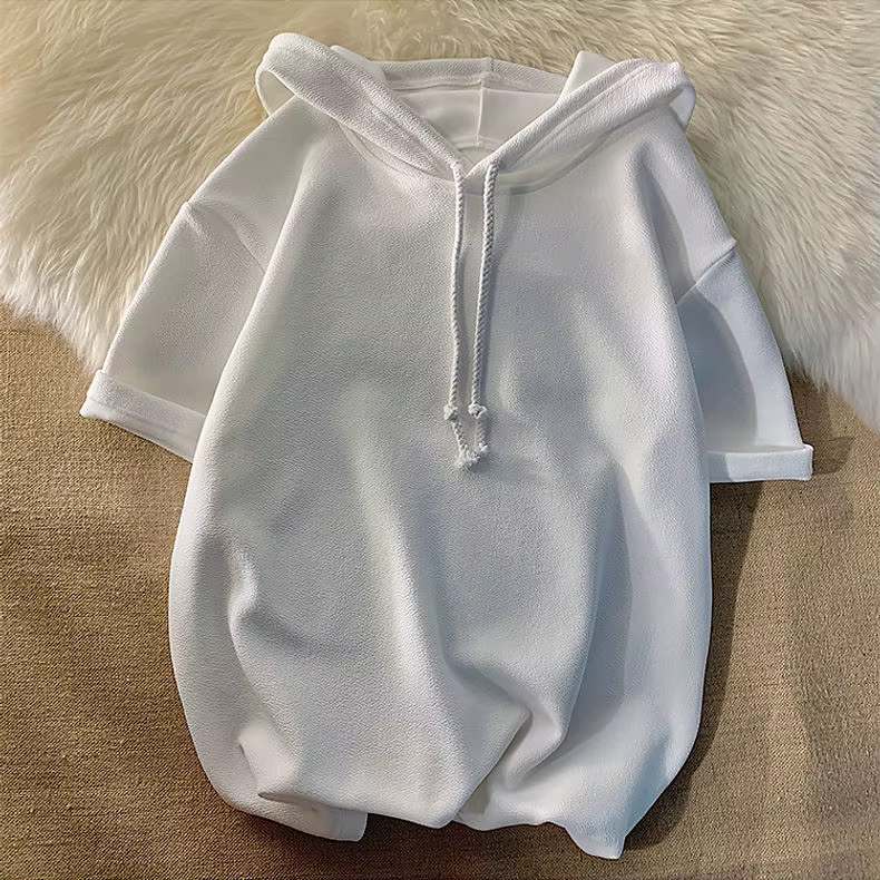 Sweat-shirt à capuche et manches courtes pour hommes