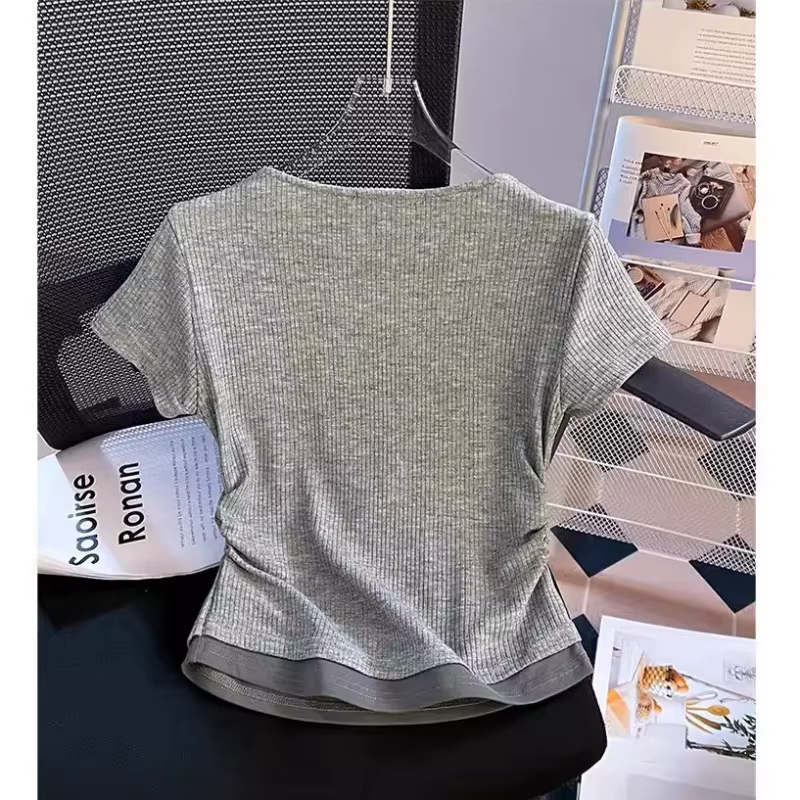 T-shirt amincissant à manches courtes pour femme