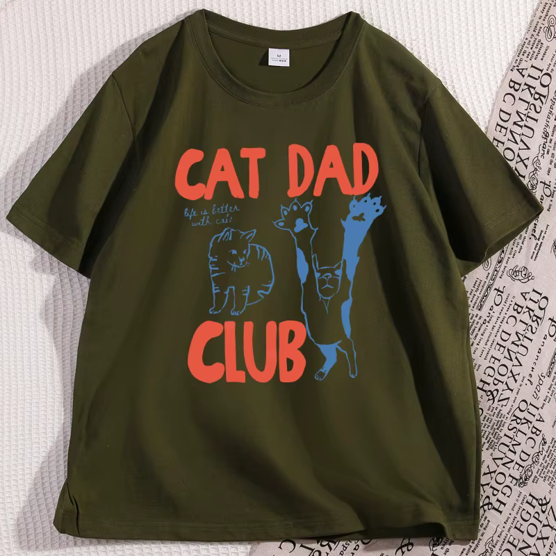 Chat papa T-Shirt drôle hommes décontracté