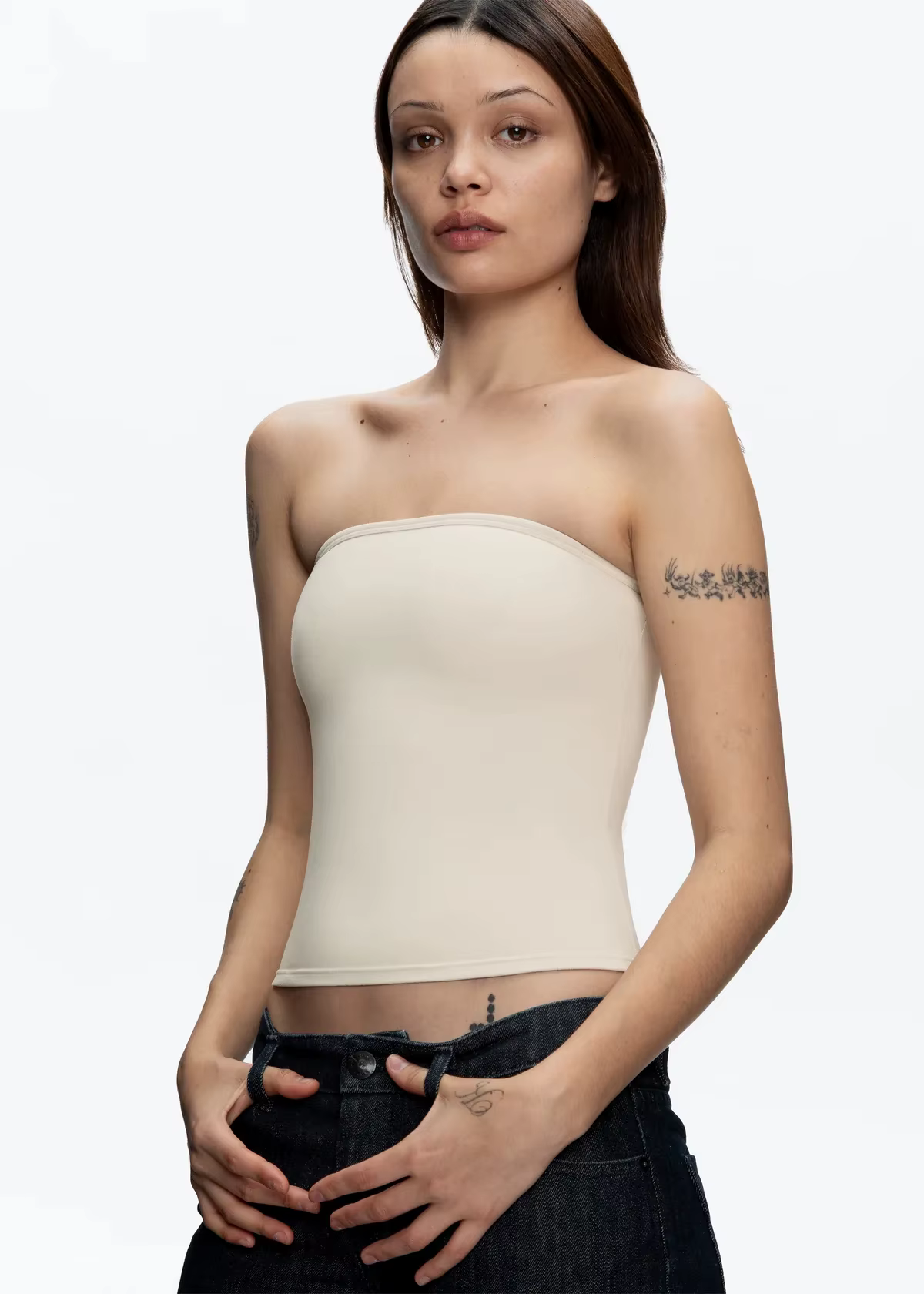 Débardeur sans manches Misty Blue en couleur Soybean – Haut court minimaliste et ajusté