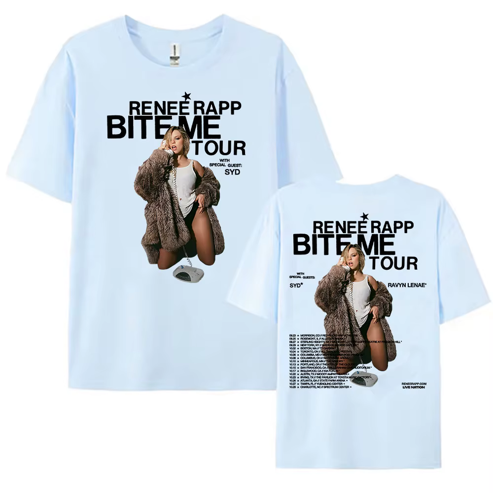 Reneé Rapp Bite Me Tour 2025 T-shirt d'été à manches courtes femmes t-shirts chanteur impression graphique