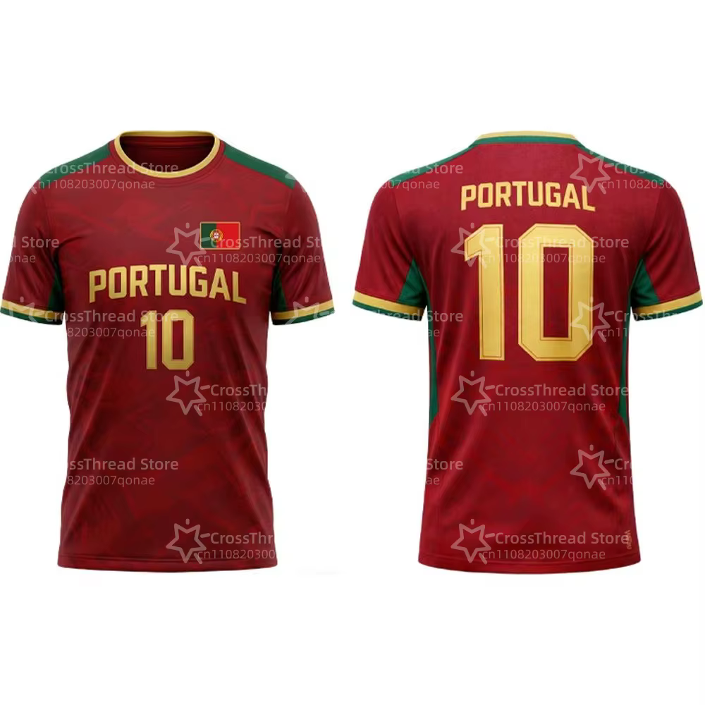 T-shirt imprimé drapeau du Portugal, uniforme d'entraînement de football d'été, maillot respirant et à séchage rapide pour hommes et femmes, cadeau idéal