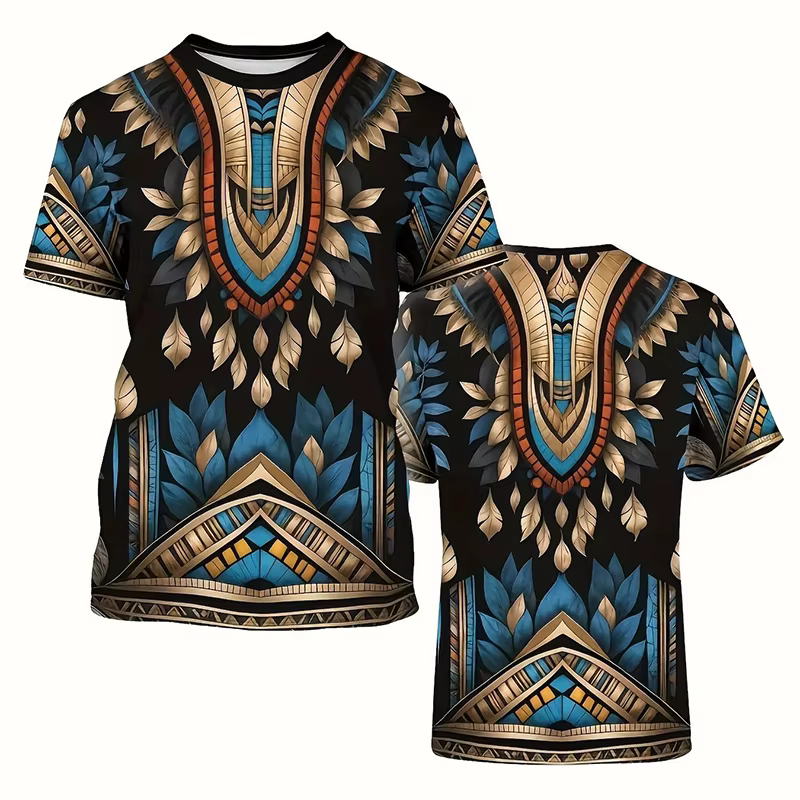 T-shirt à motif ethnique africain pour hommes