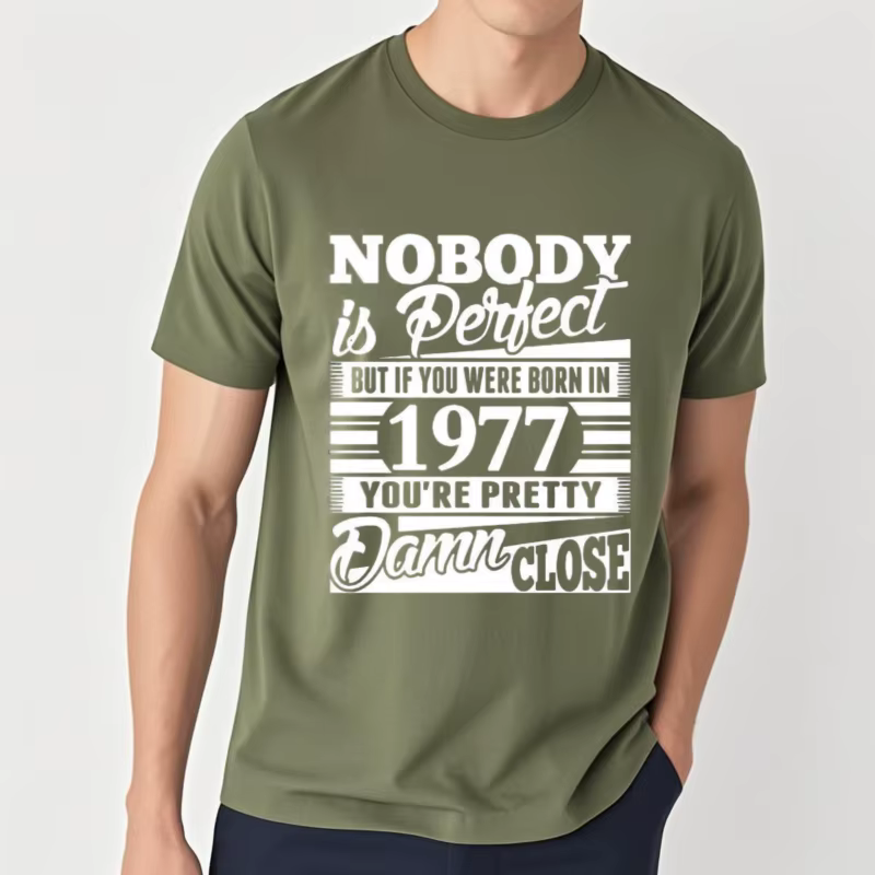 Style rétro hommes T-Shirt 1977 graphique numérique coton à manches courtes col rond coupe ample été