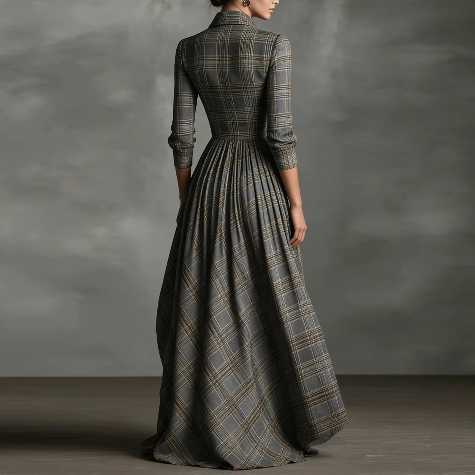 Robe chemise à carreaux pour femmes