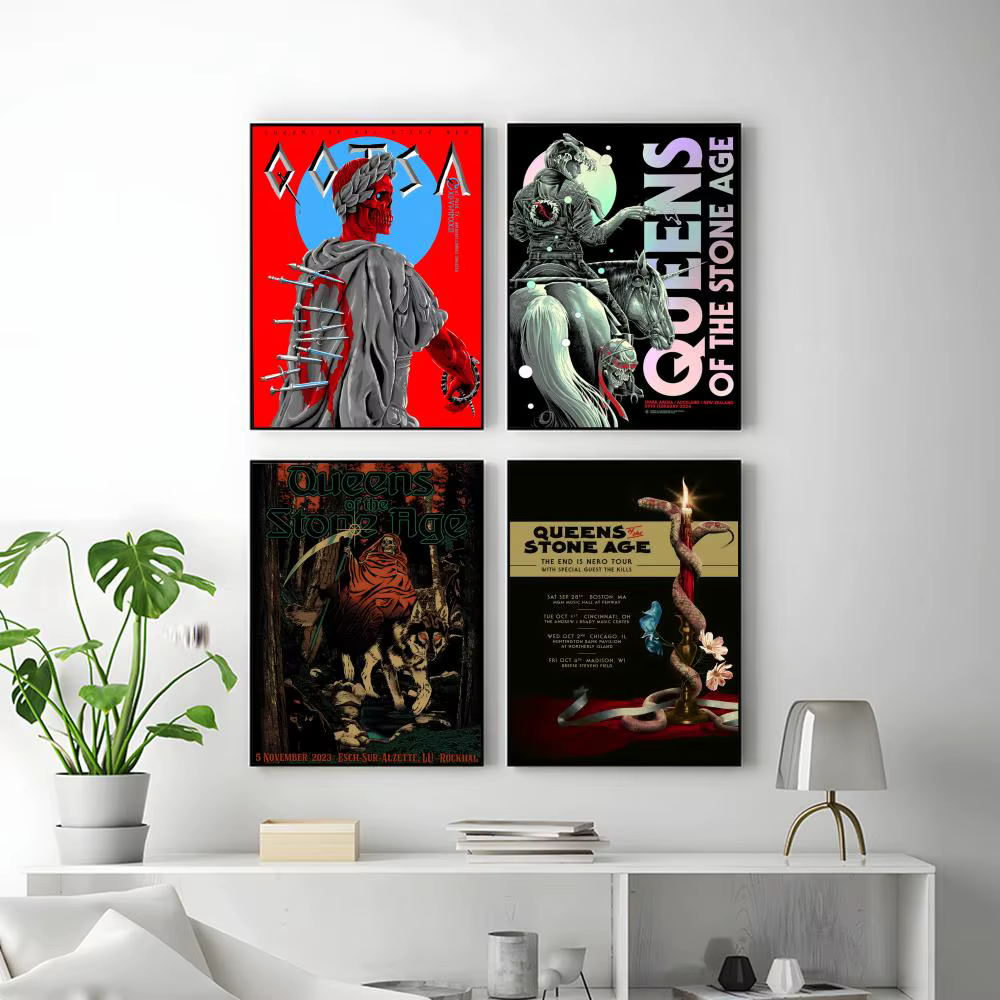 Rock Band Queens Of The Stone Age Poster HD Art mural auto-adhésif imperméable – Utilisation multi-scènes