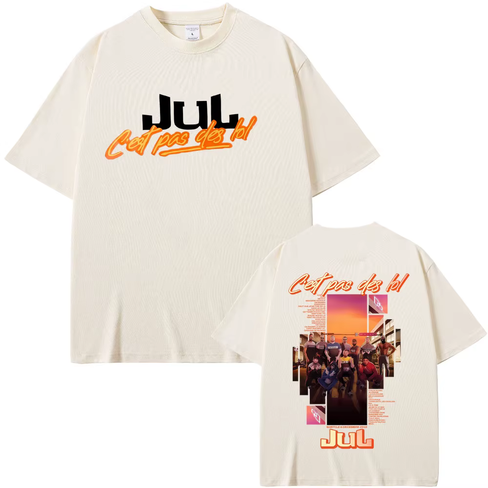 Rappeur Jul Album de musique Tour du monde 2025 T-shirt hommes femmes Hip Hop surdimensionné à manches courtes t-shirts mâle mode Vintage Streetwear