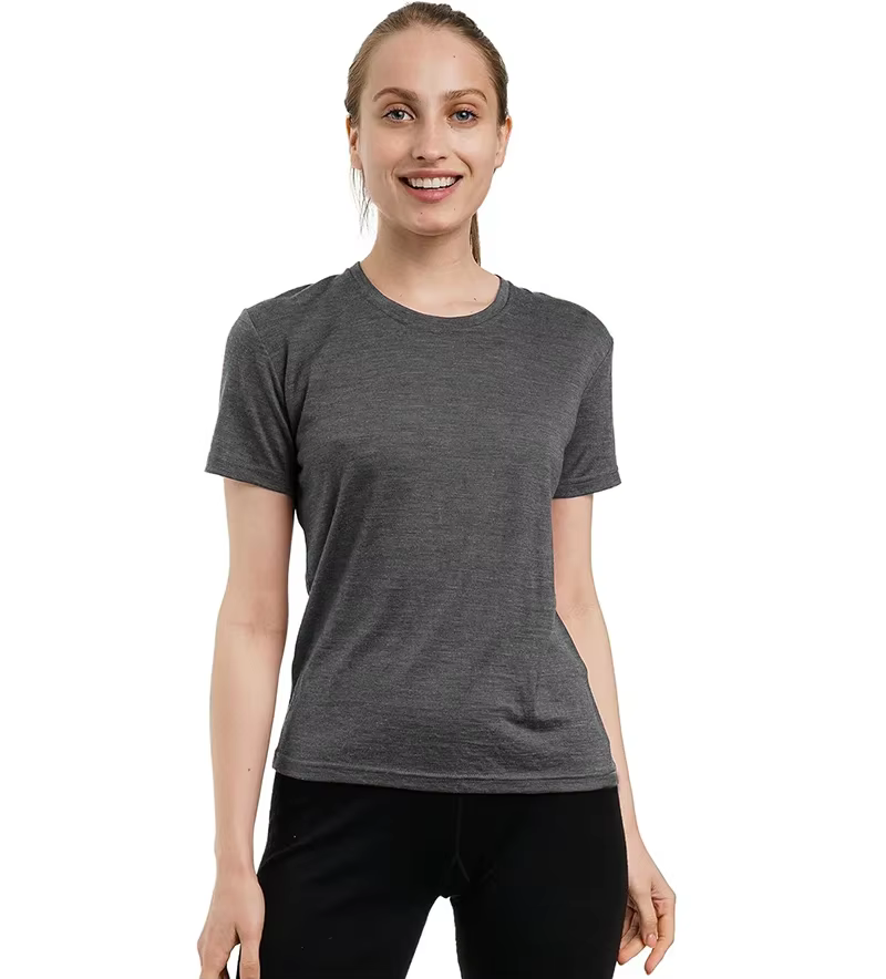 T-shirt à manches courtes en laine mérinos pour femme