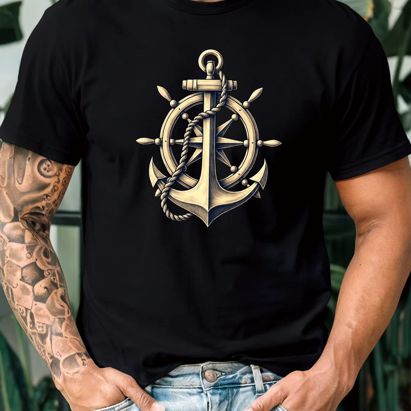T-Shirt graphique ancre nautique pour hommes