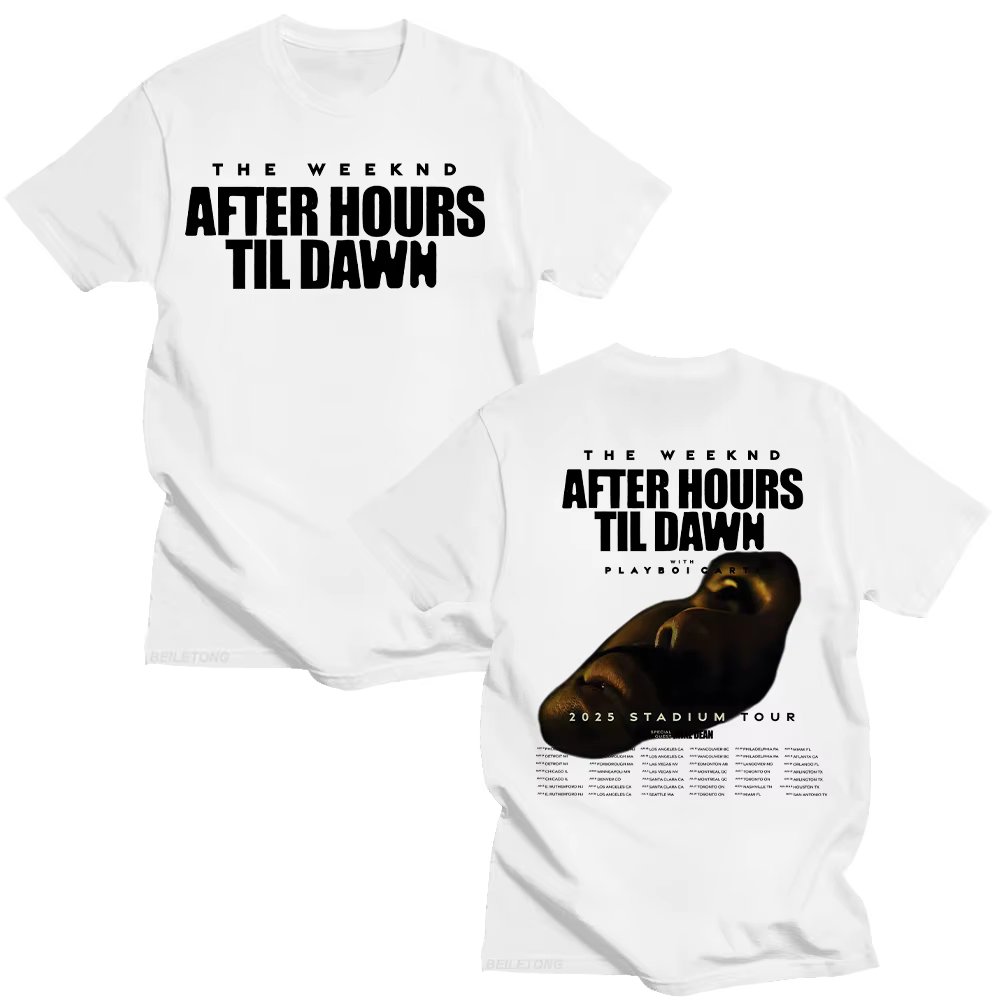After Hours Til Dawn graphique t-shirt TheWeeknd 2025 Stadium Tour T-shirts hommes femmes mode Hip Hop Vintage coton