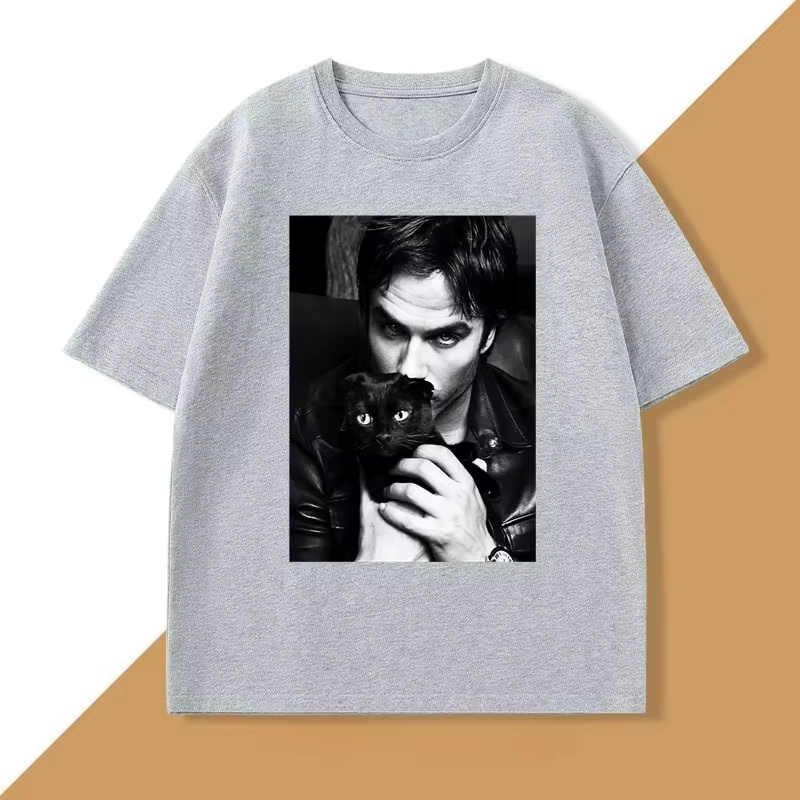 Damon Salvatore TV drame chat graphique t-shirt pour femmes vêtements rétro gothique hauts manches Harajuku