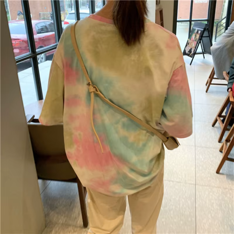 T-shirt à manches courtes en coton coloré pour femmes