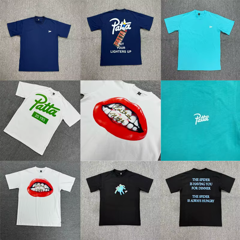 T-shirt PATTA décontracté streetwear de haute qualité, col rond, imprimé logo, manches courtes, livraison rapide