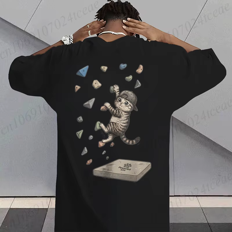 T-shirt graphique chat grimpeur pour hommes et femmes