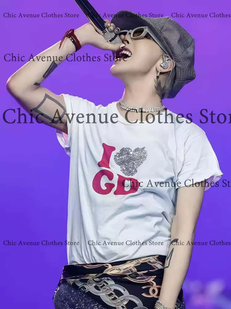 GD G-DRAGON même T-shirt pour les Fans j'aime GD été hauts coton à manches courtes