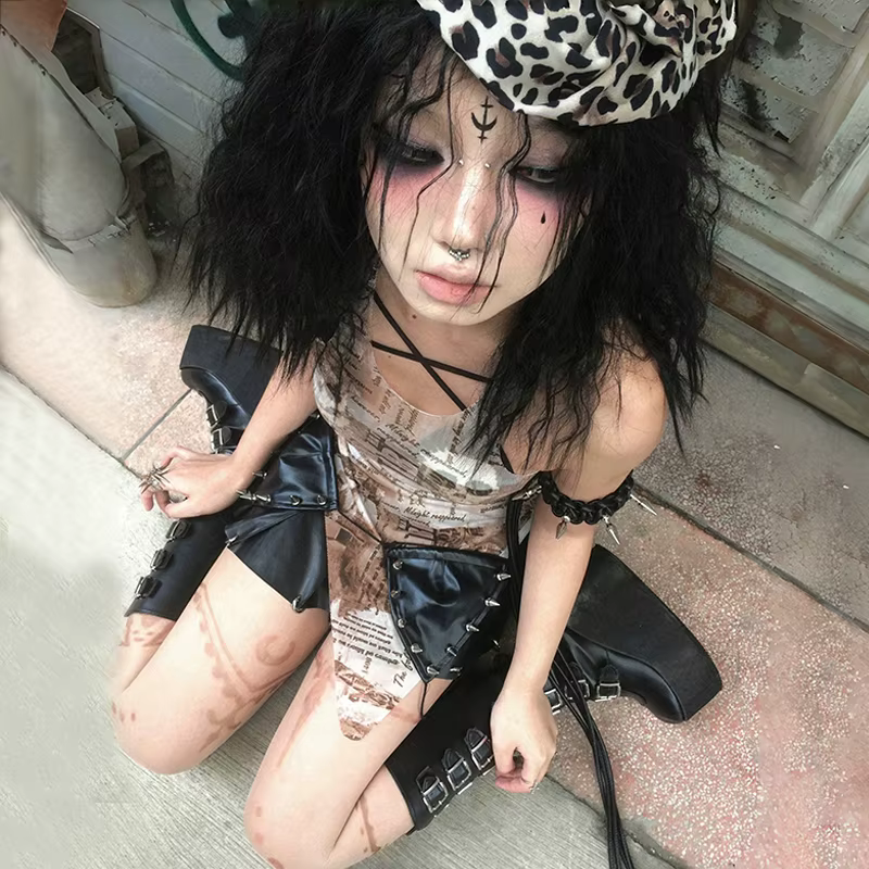 Karrcat Grunge esthétique débardeur irrégulier Trashy Y2k maille