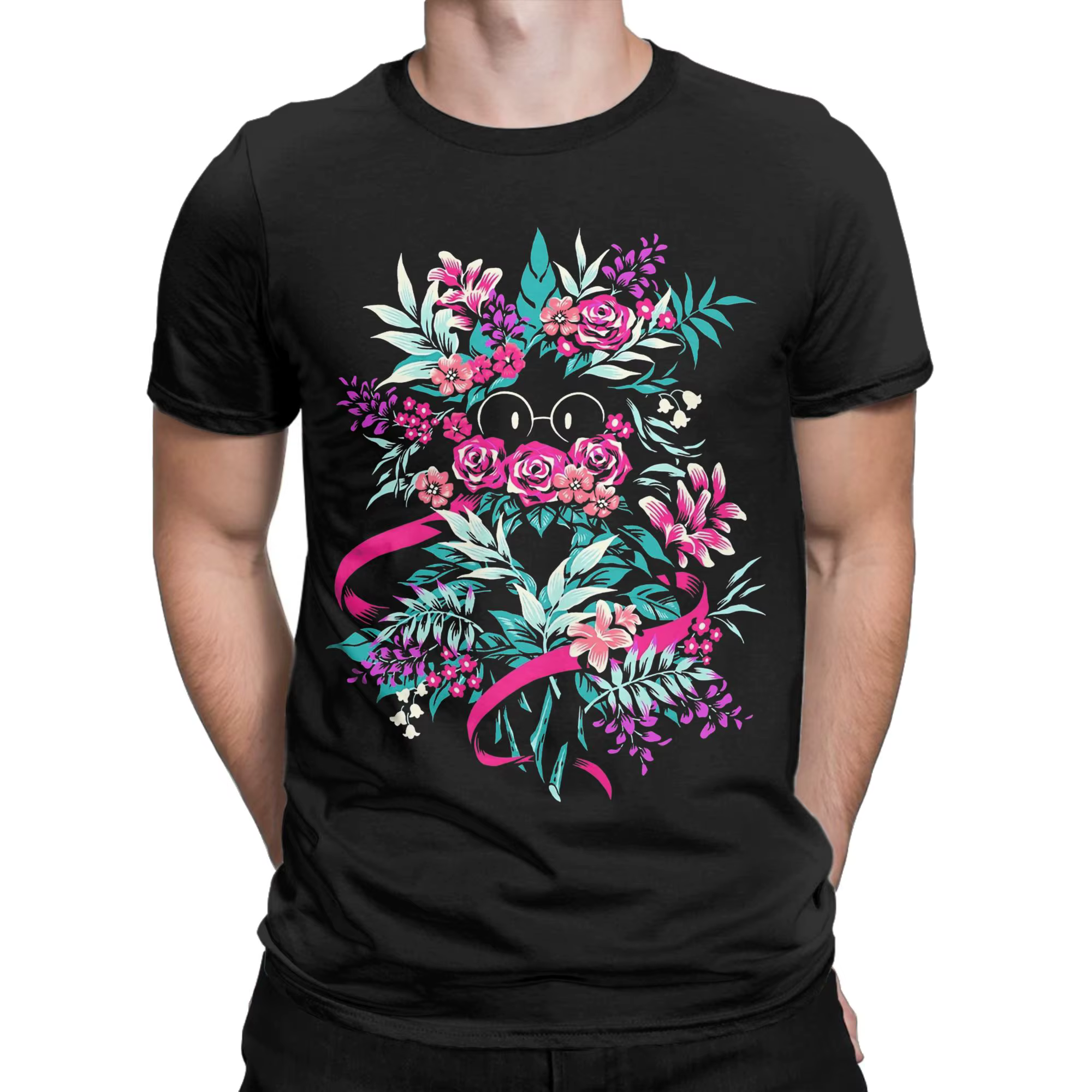 Deltarune Spamton Merch Ralsei T-shirt floral pour hommes