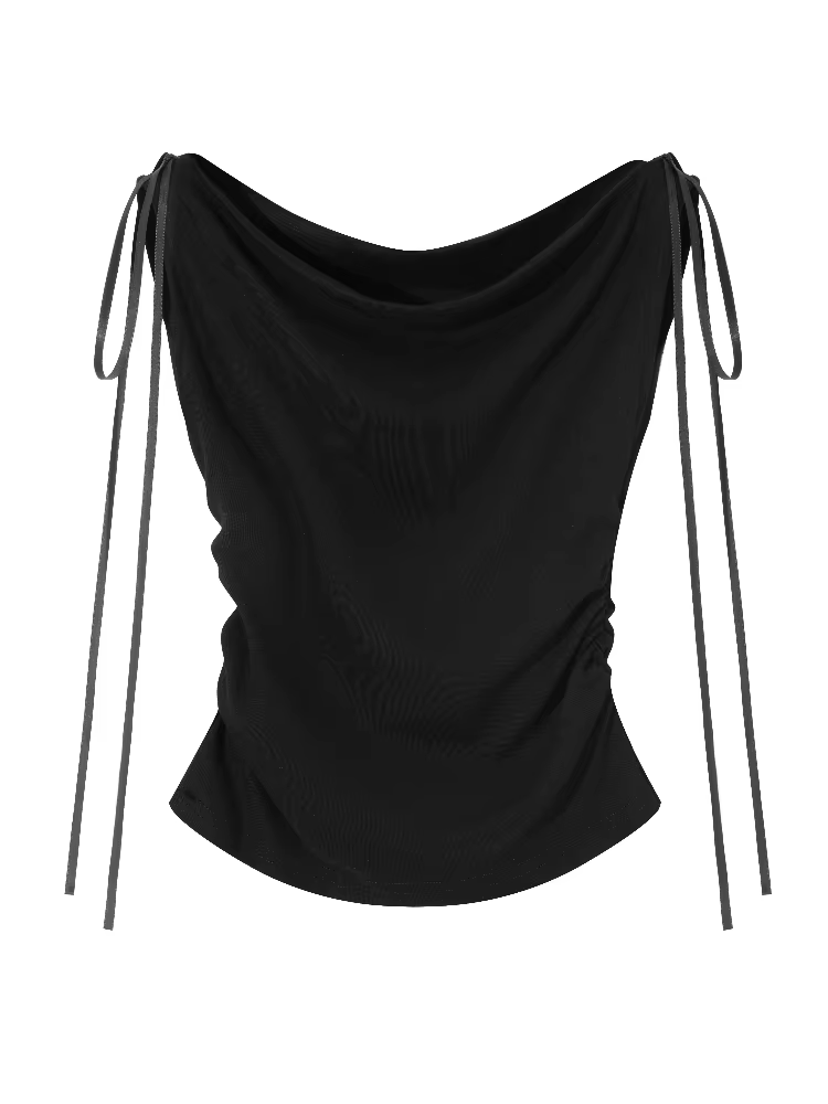 T-shirt femme blanc uni polyvalent à col bénitier Y2K