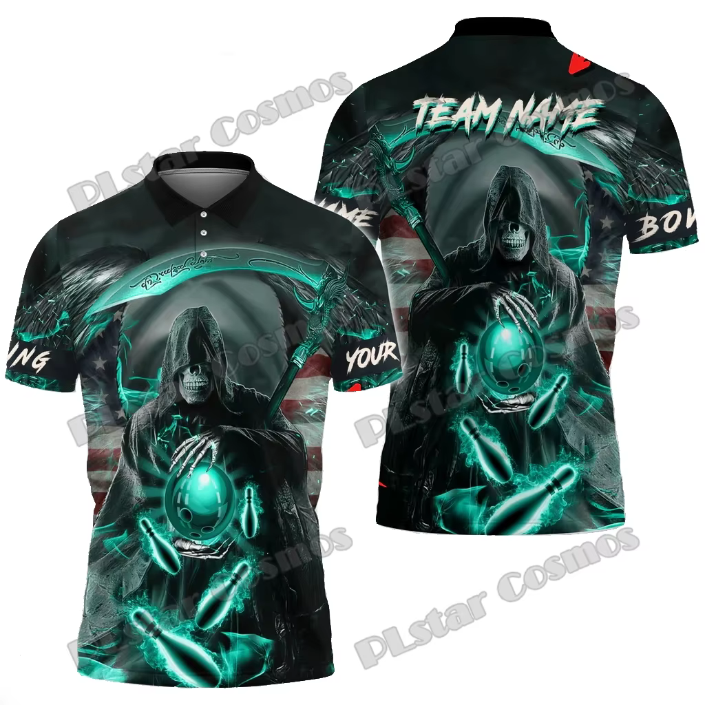 Bowling and Pins Reaper Fire Feel Pattern Polo pour homme