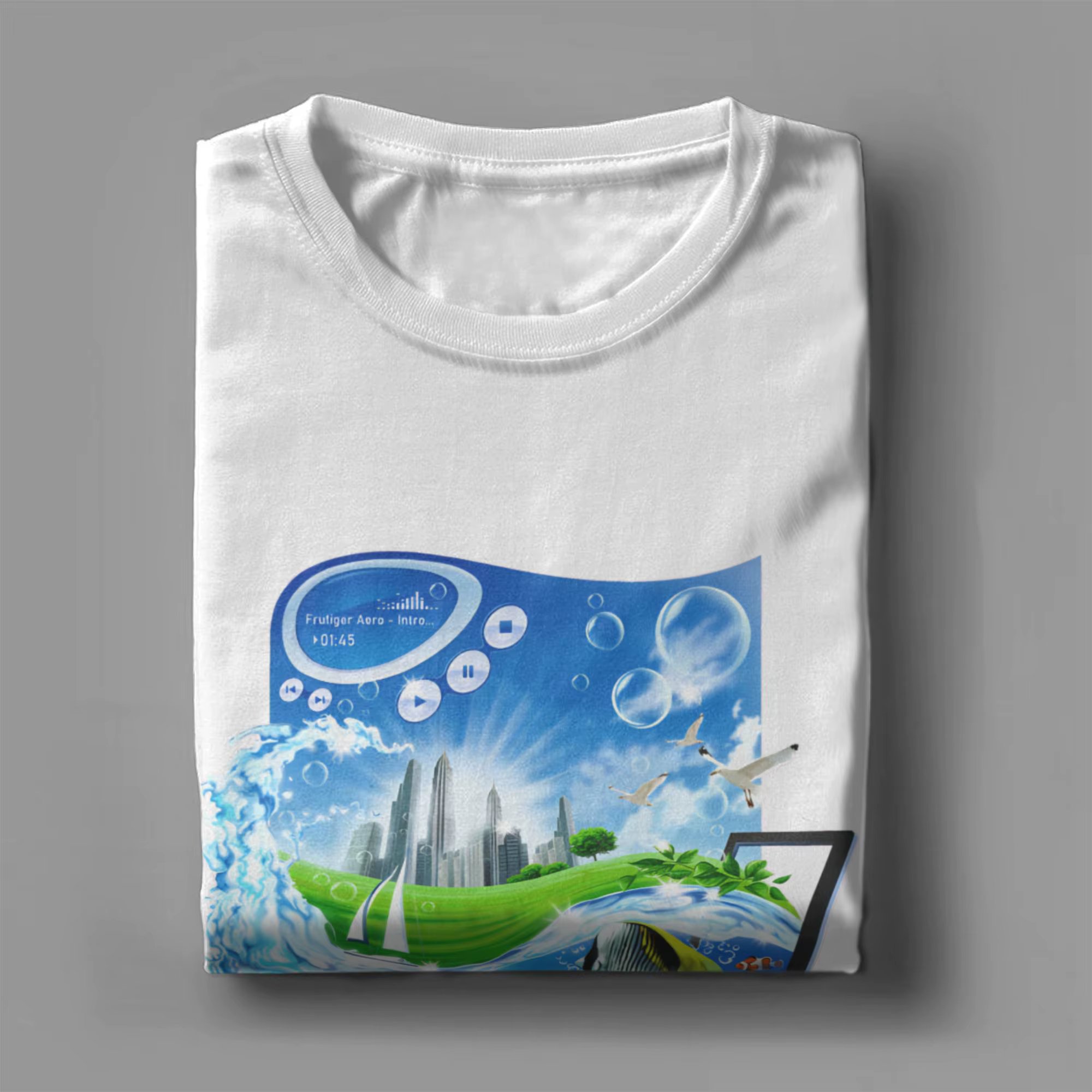 Frutiger Aero World Vaporwave T-Shirt pour hommes