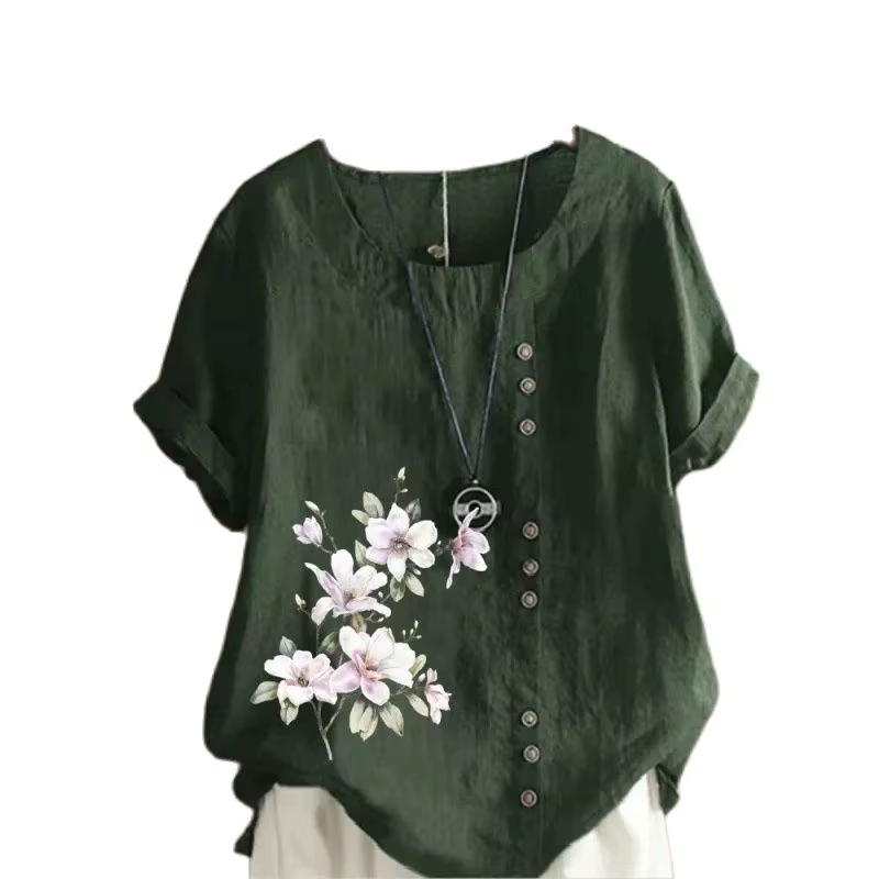 T-shirt en lin de coton confortable pour femme