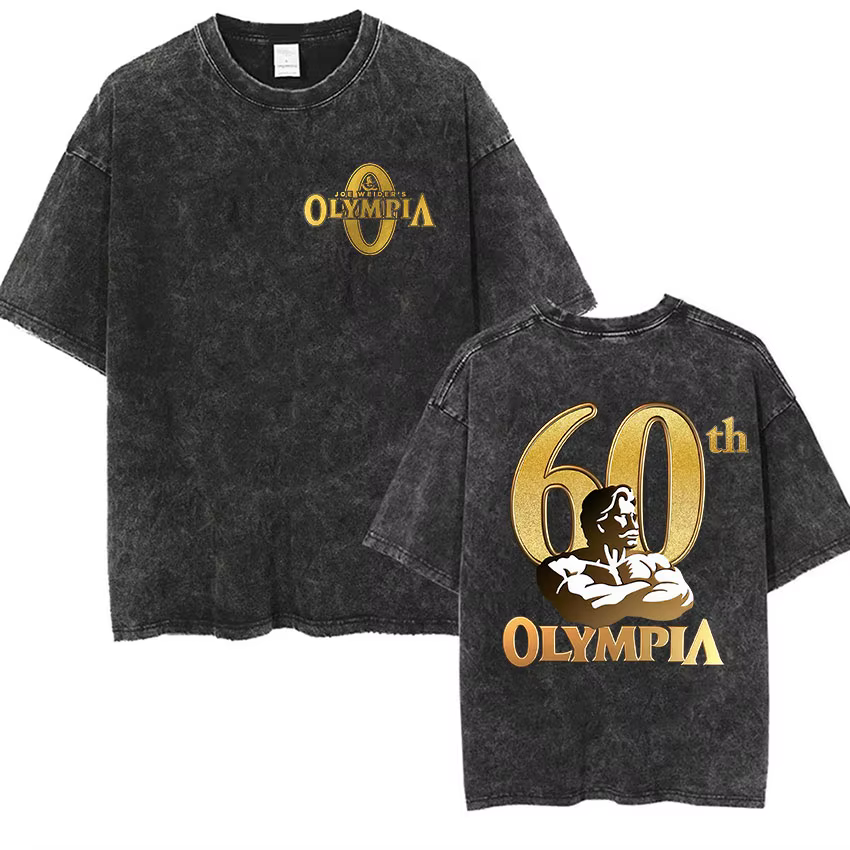 T-shirt graphique vintage délavé Olympia Gym pour homme 2026