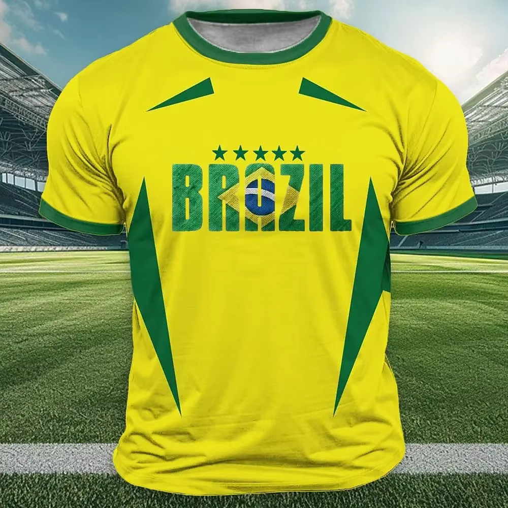 T-shirt imprimé drapeau du Brésil pour hommes
