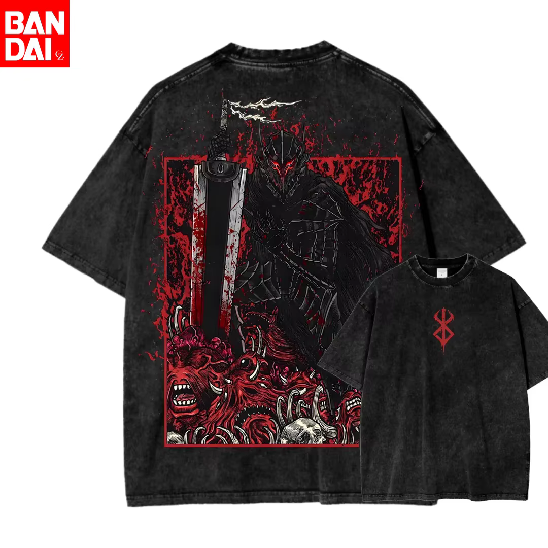 T-shirt Berserk Anime délavé pour homme