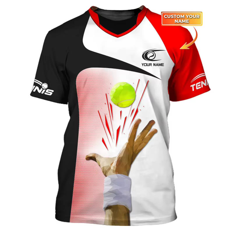 Nom personnalisé balle de Tennis graphique T-shirt hommes femmes Sport mode rue