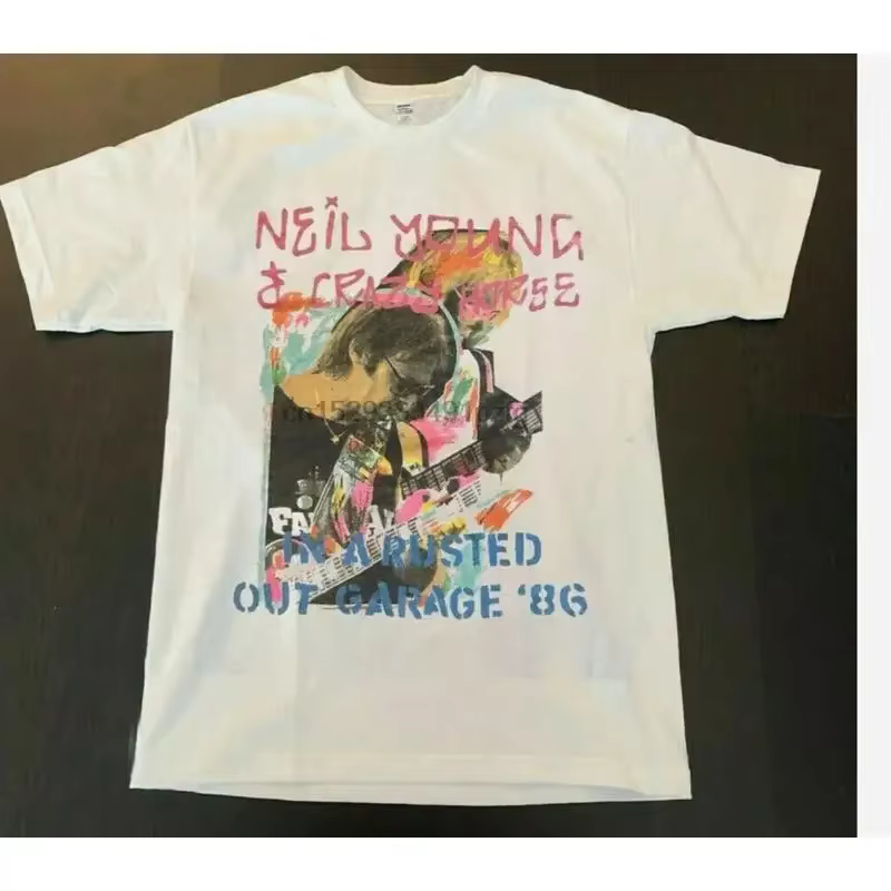 T-shirt vintage Rare 1986 Neil Young Crazy Horse, neuf