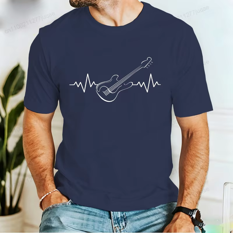 T-shirt pour homme à imprimé guitare Heartbeat