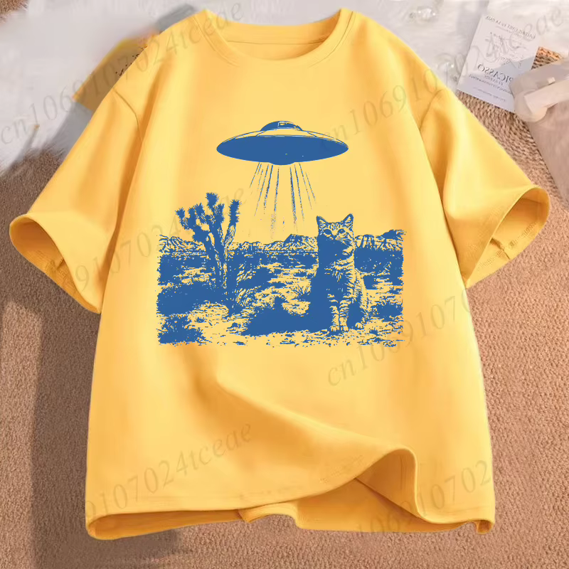 T-shirt graphique drôle avec motif de chat