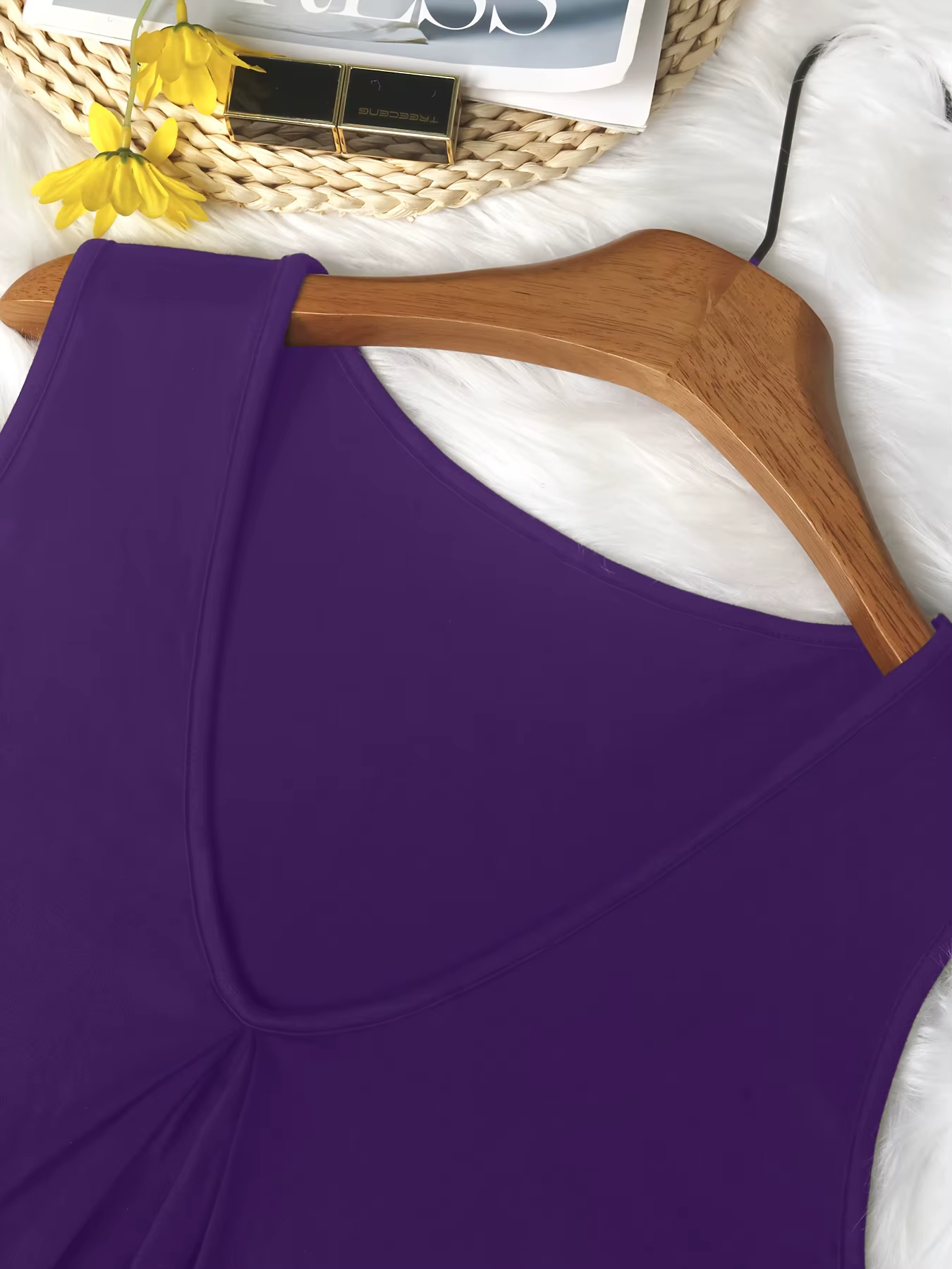 Tunique longue sans manches à col en V pour femme