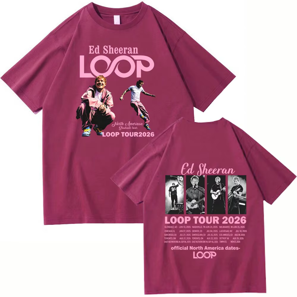Ed Sheeran Loop Tour 2026 T-shirt homme femme Harajuku chemise décontractée à manches courtes et col rond