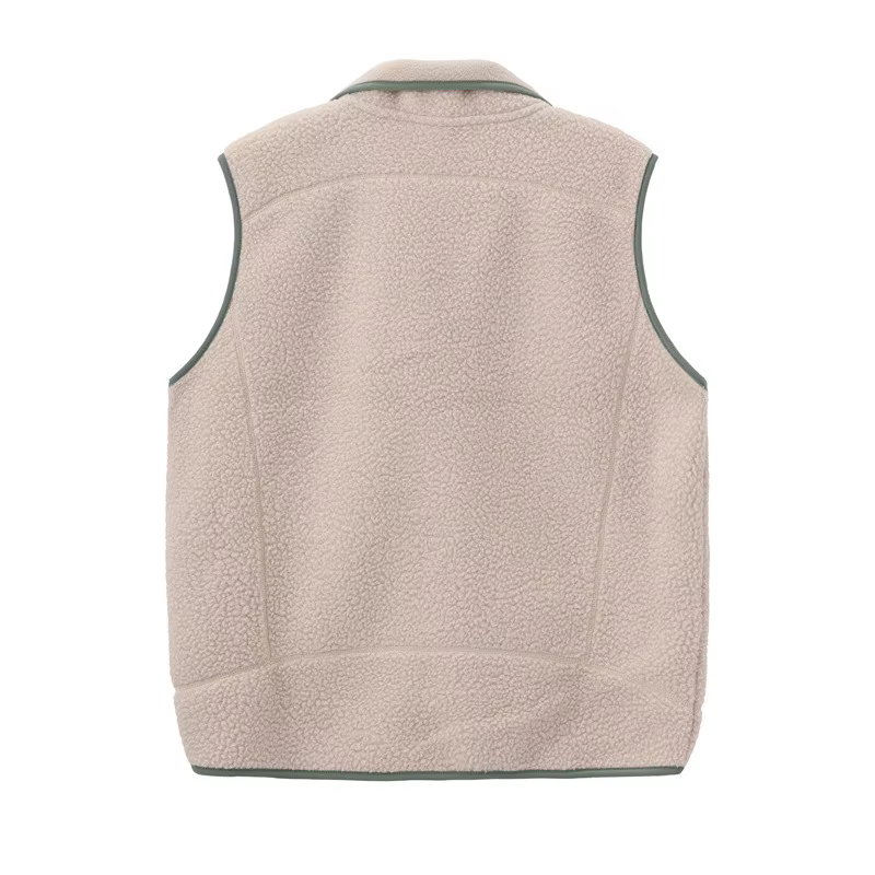 Gilet vintage en polaire à col montant chaud en peau d'agneau pour homme