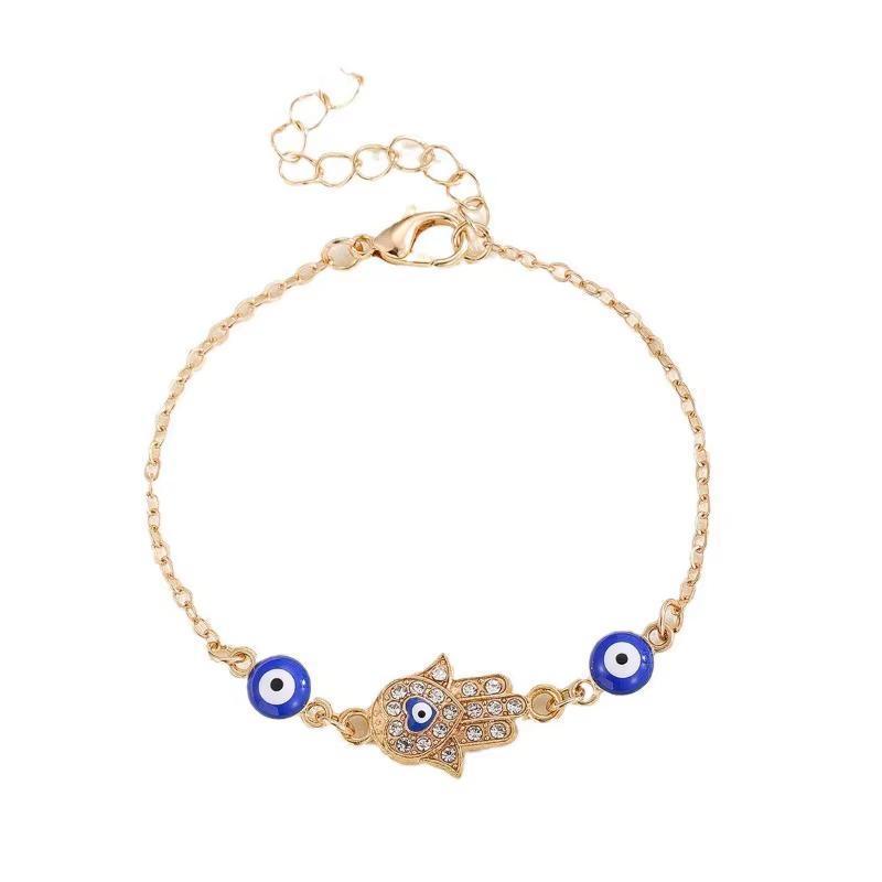 Bijoux tendance à la mode bleu mauvais œil Bracelet pour femmes couleur or réglable chanceux chaîne Zircon