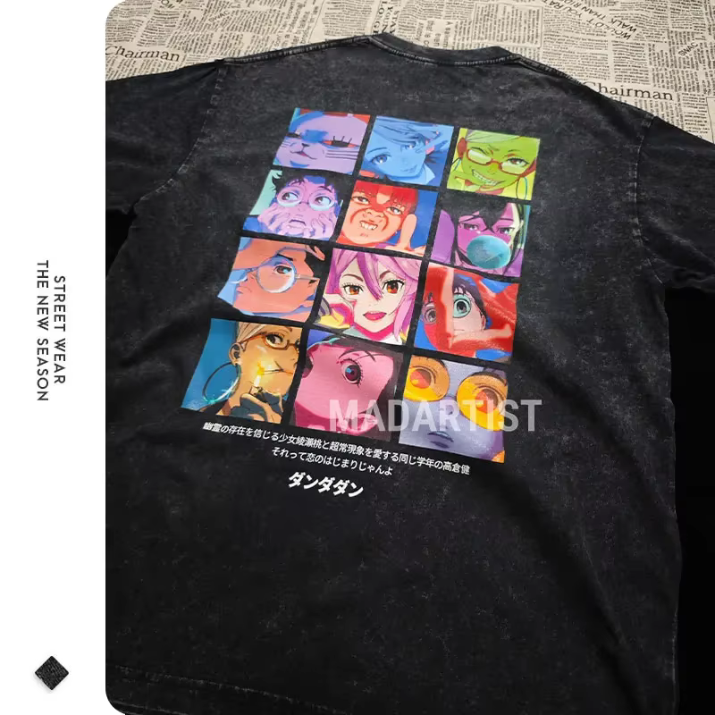 T-shirt Anime Dan-da-dan Vintage Lavé Dan Da Streetwear Manga Ayase Momo Takakura Ken Dan Tops Tees Homme 100% Coton
