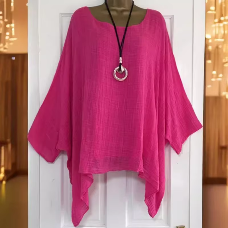 T-Shirt en Lin à Col Rond pour Femme