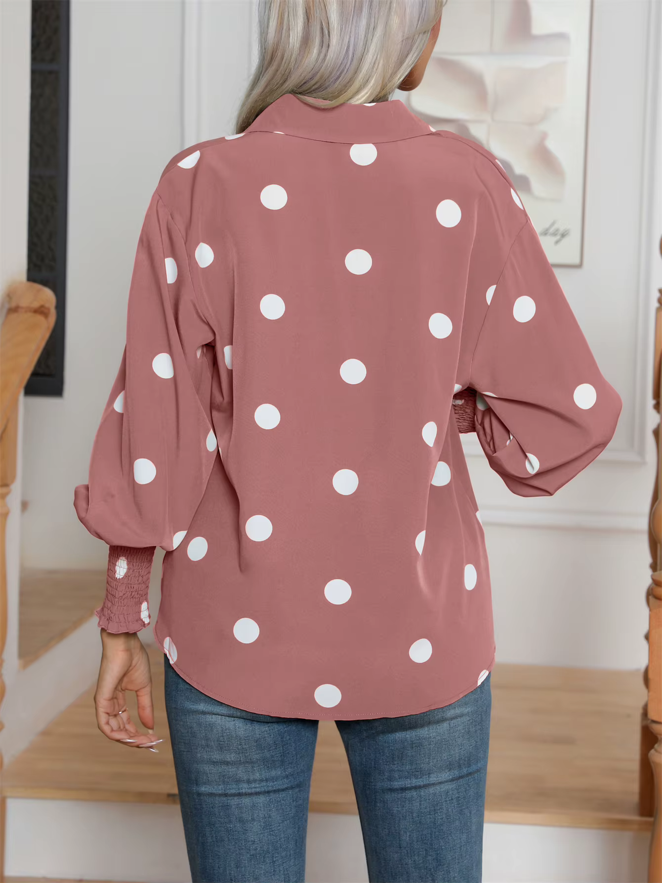 Chemise décontractée à manches lanterne pour femmes