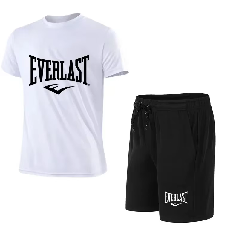 EVERLAST hommes T-shirt + Short 2 pièces ensemble loisirs souffle à manches courtes Sport Jogging gymnase marque impression vêtements