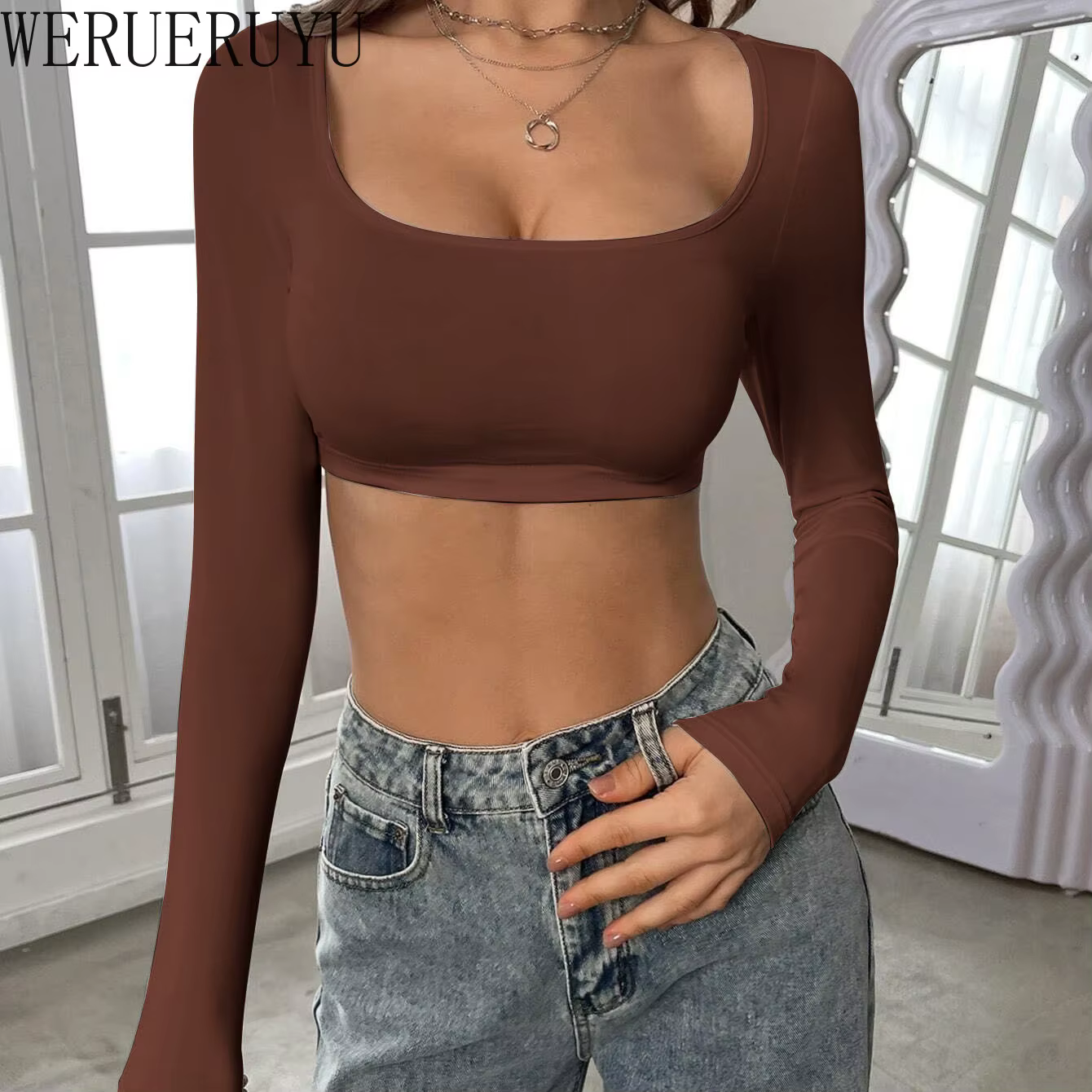 T-shirt blanc à manches longues pour femmes