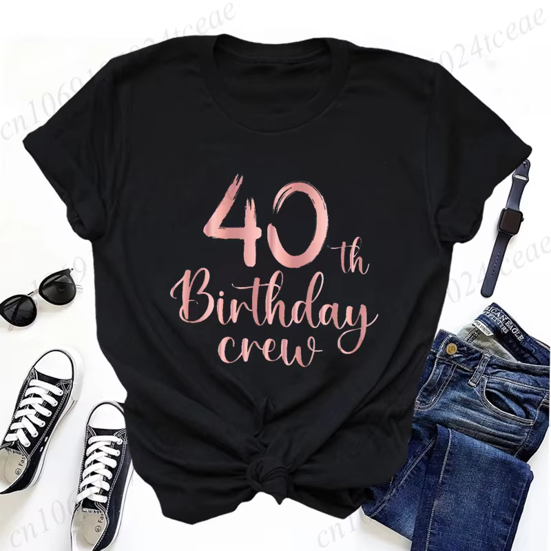 T-shirts décontractés pour femmes mon 40e anniversaire fête amusant imprimé T-shirt décontracté