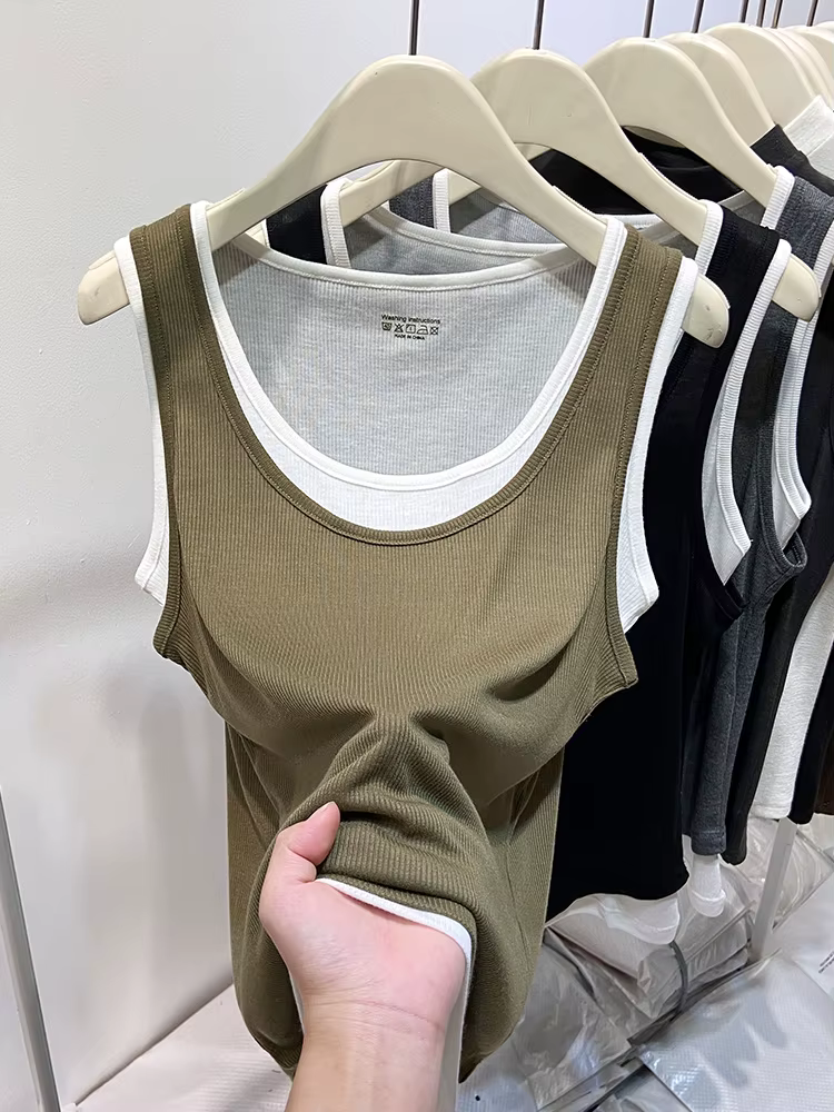 Faux débardeur deux pièces à col en U pour femmes