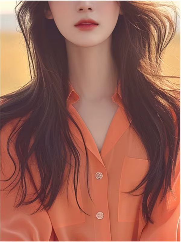Haut d'été élégant avec manches bouffantes orange tendance