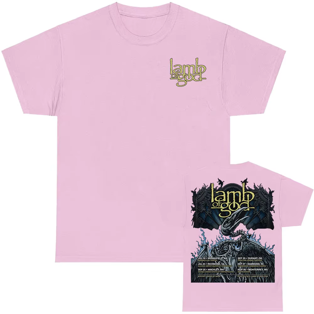 Agneau de dieu Tour 2025 nouveau T-shirt bande mentale impression graphique t-shirts à manches courtes coton homme