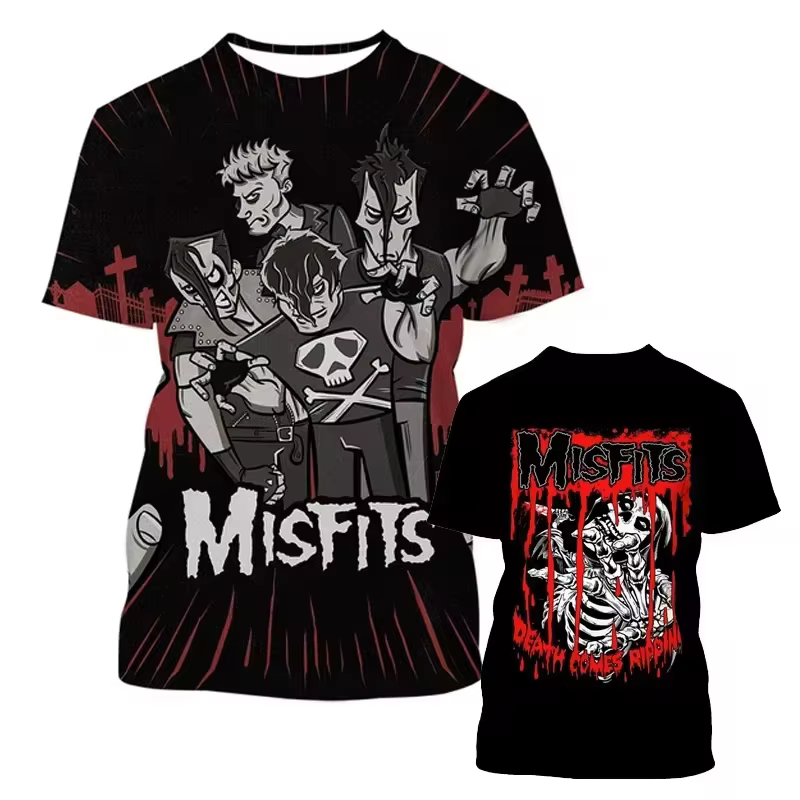 Misfits Rock Band T-Shirts crâne 3D imprimé Streetwear hommes femmes décontracté mode à manches courtes t-shirt
