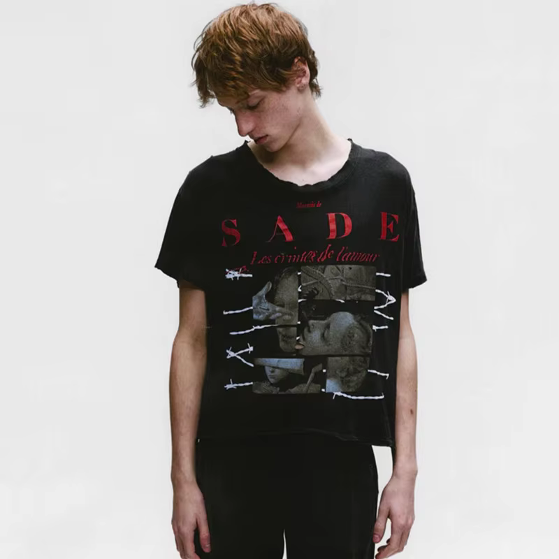 T-shirts à manches courtes en coton rouge pour hommes et femmes